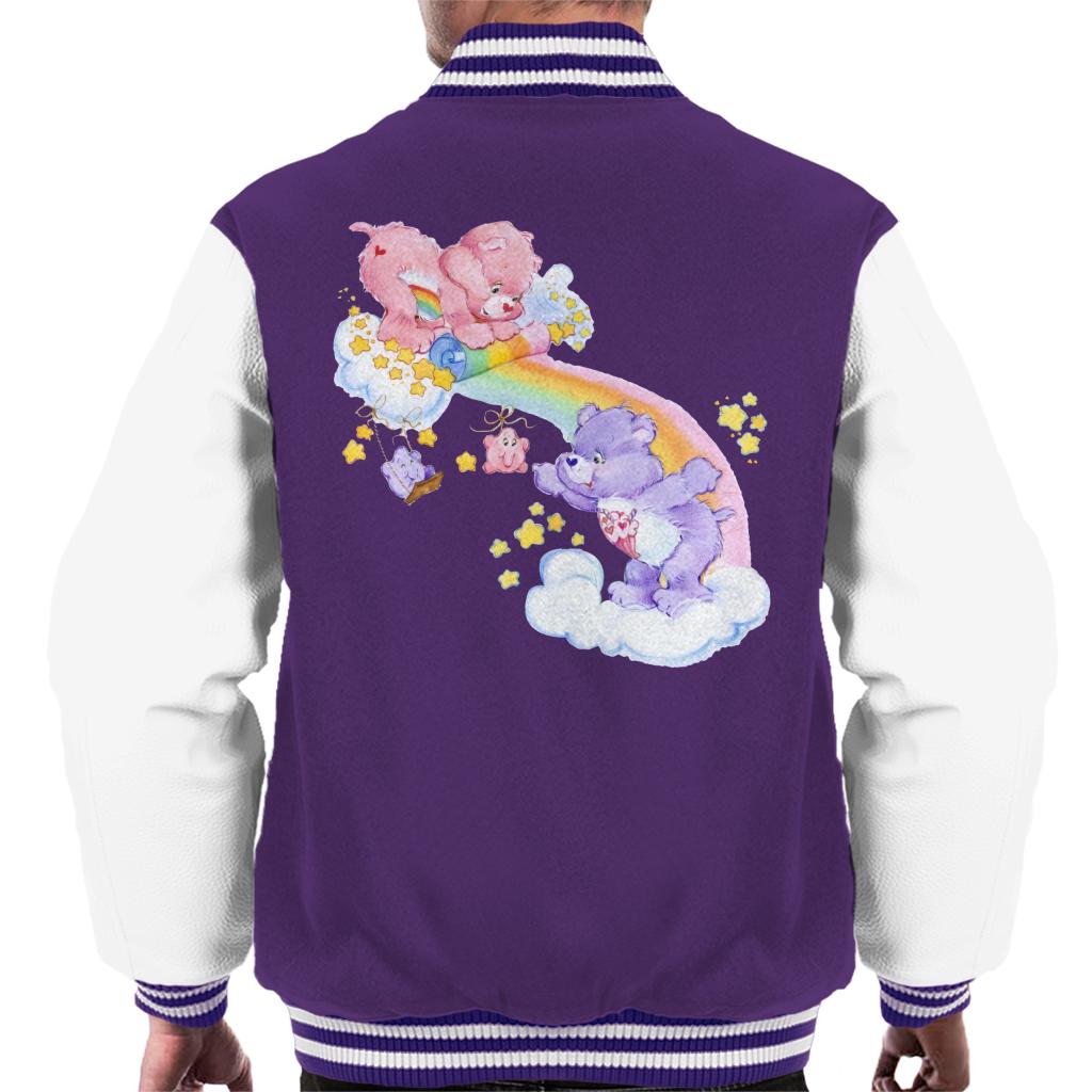 Cheer Bear And Share Bear Unrolling A Rainbow Men s Varsity Jacket