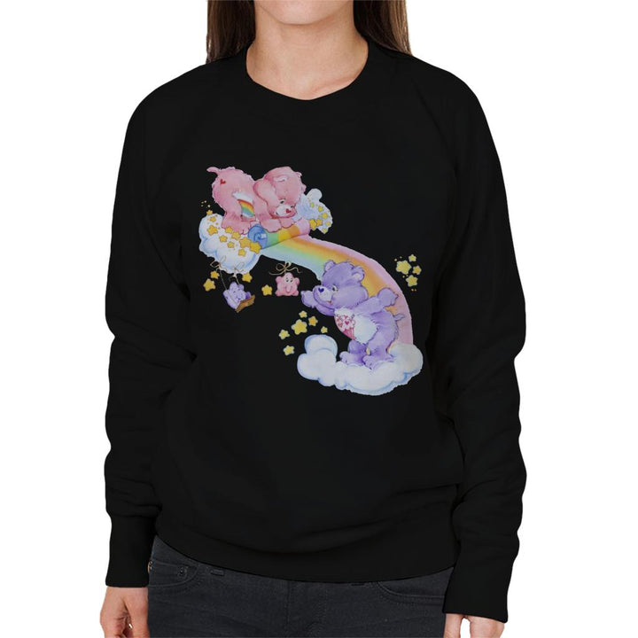 Cheer Bear And Share Bear Unrolling A Rainbow Women's Sweatshirt-Care Bears Store