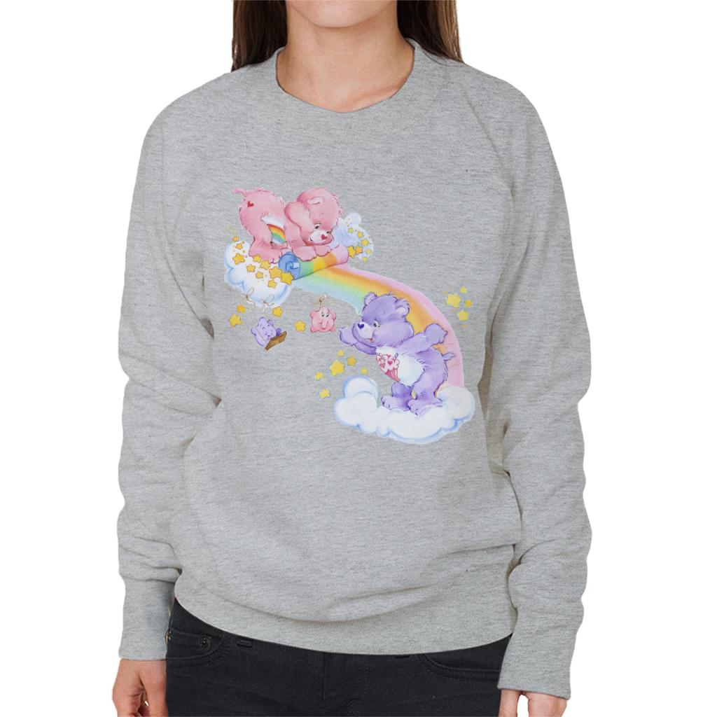 Cheer Bear And Share Bear Unrolling A Rainbow Women's Sweatshirt-Care Bears Store