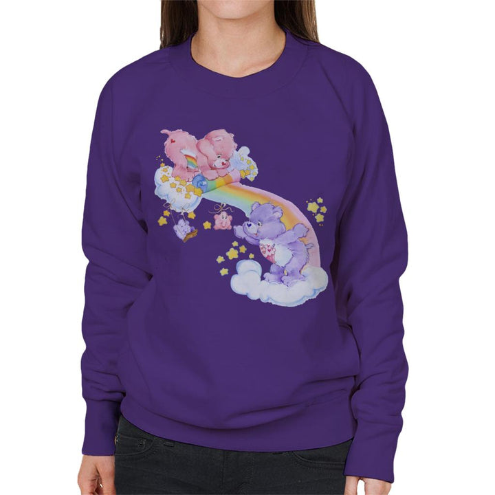 Cheer Bear And Share Bear Unrolling A Rainbow Women's Sweatshirt-Care Bears Store