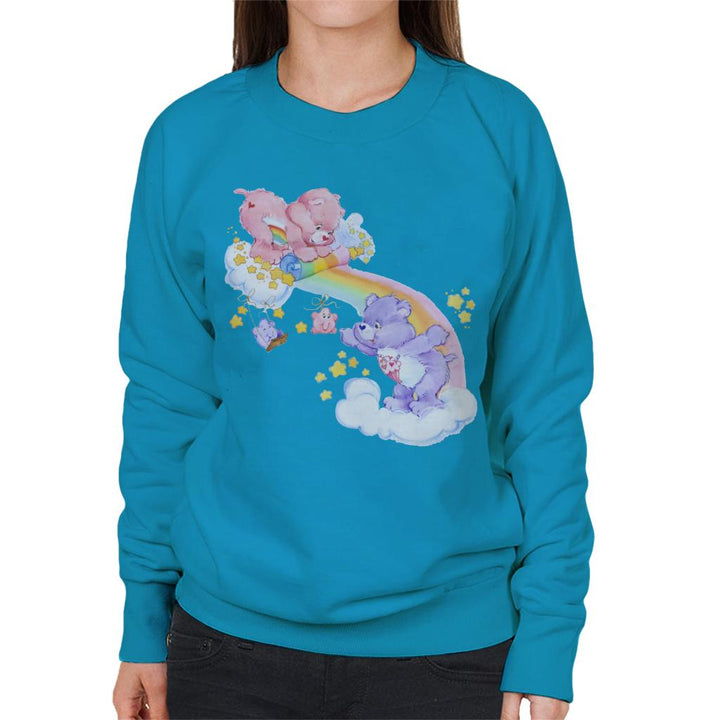 Cheer Bear And Share Bear Unrolling A Rainbow Women's Sweatshirt-Care Bears Store