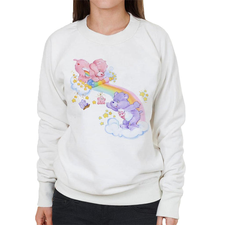 Cheer Bear And Share Bear Unrolling A Rainbow Women's Sweatshirt-Care Bears Store